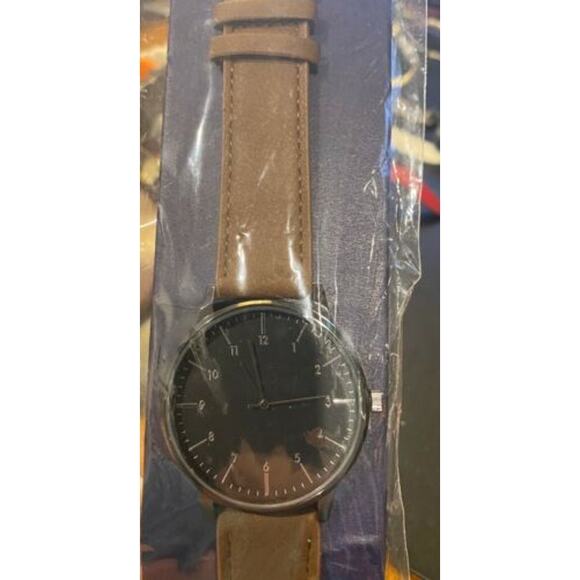 Men's 45mm Gun Metal Tone Kendall & James Watch, Brown Band, New - Picture 3 of 3